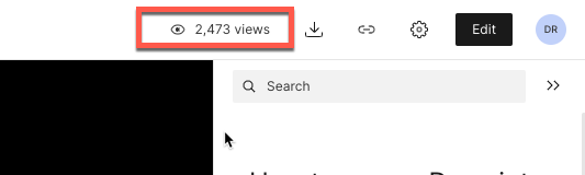 Page views icon on a published share page