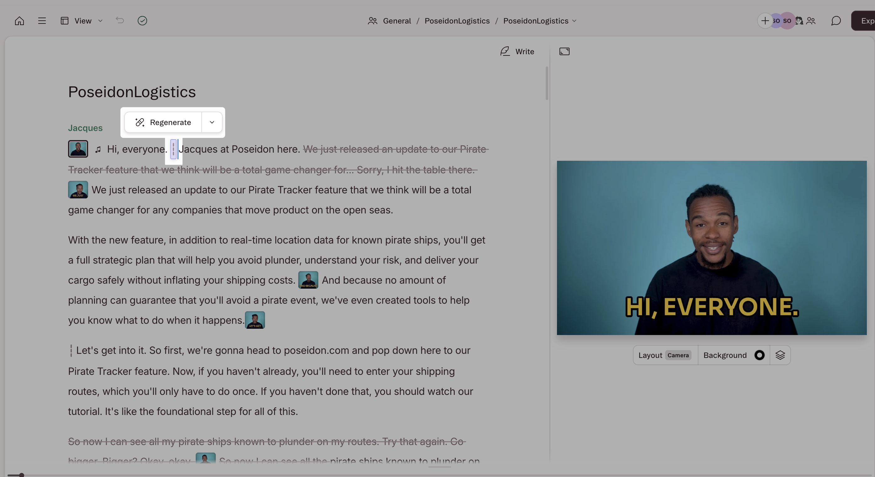 Regenerate option on edit point hover