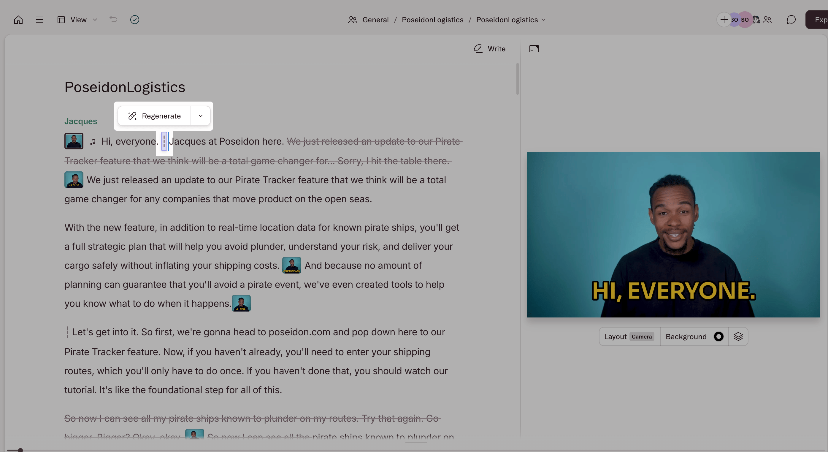 Regenerate option on edit point hover