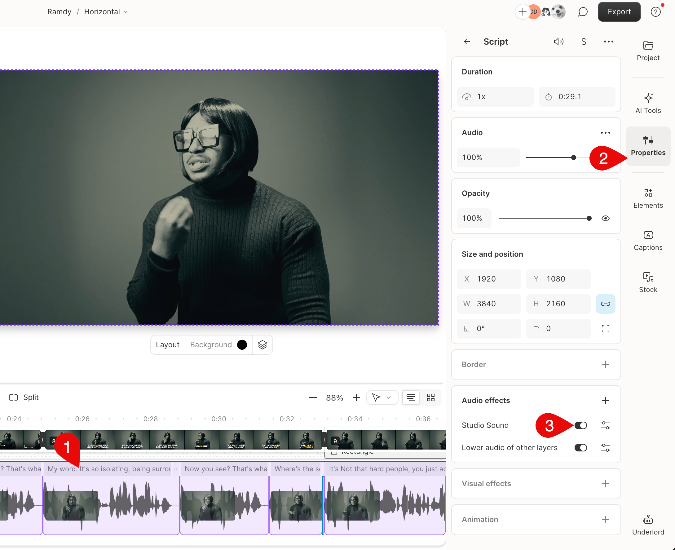 How to apply Studio Sound in Descript Editor