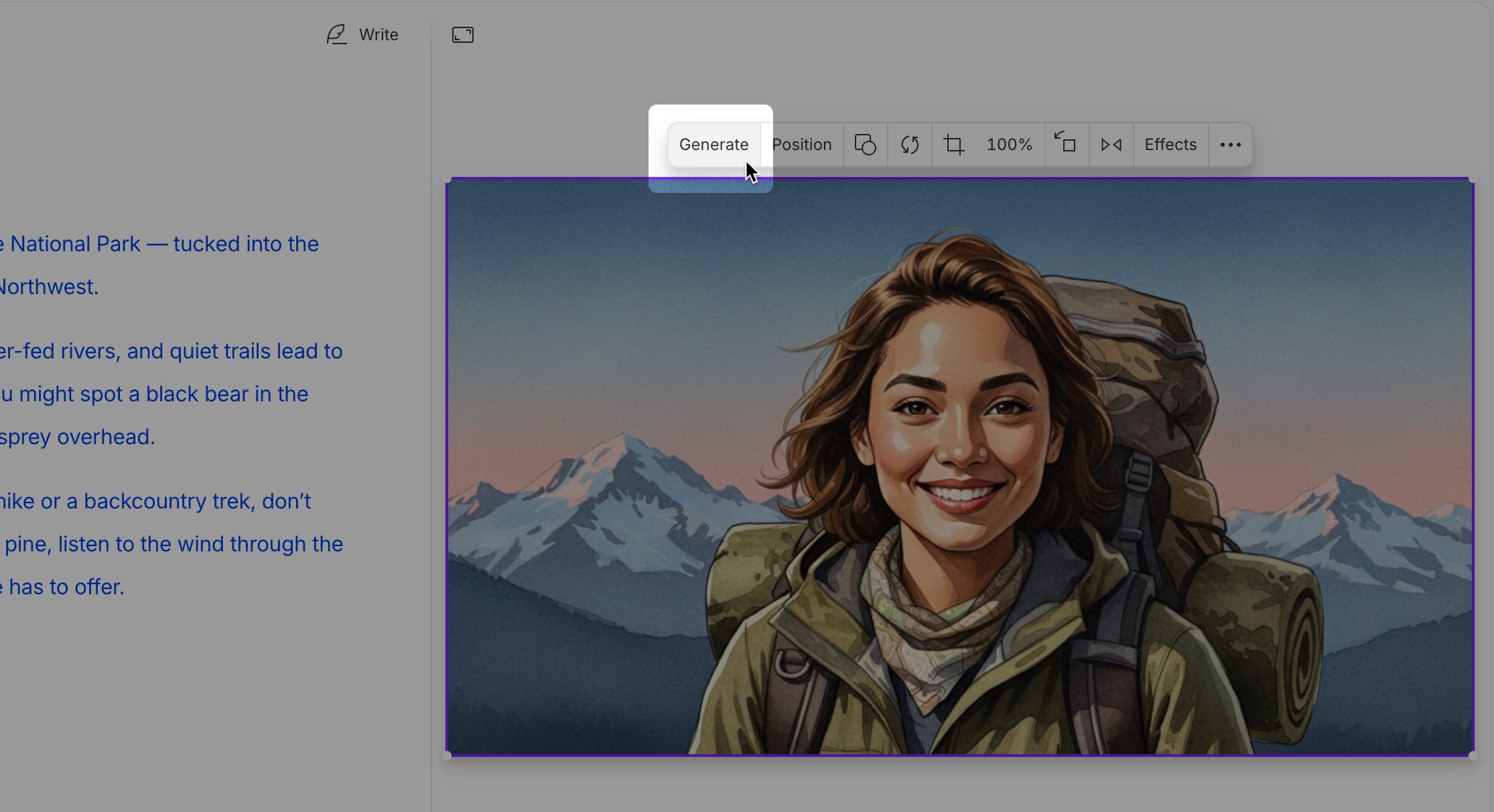 Generate avatar button in the Descript scene toolbar