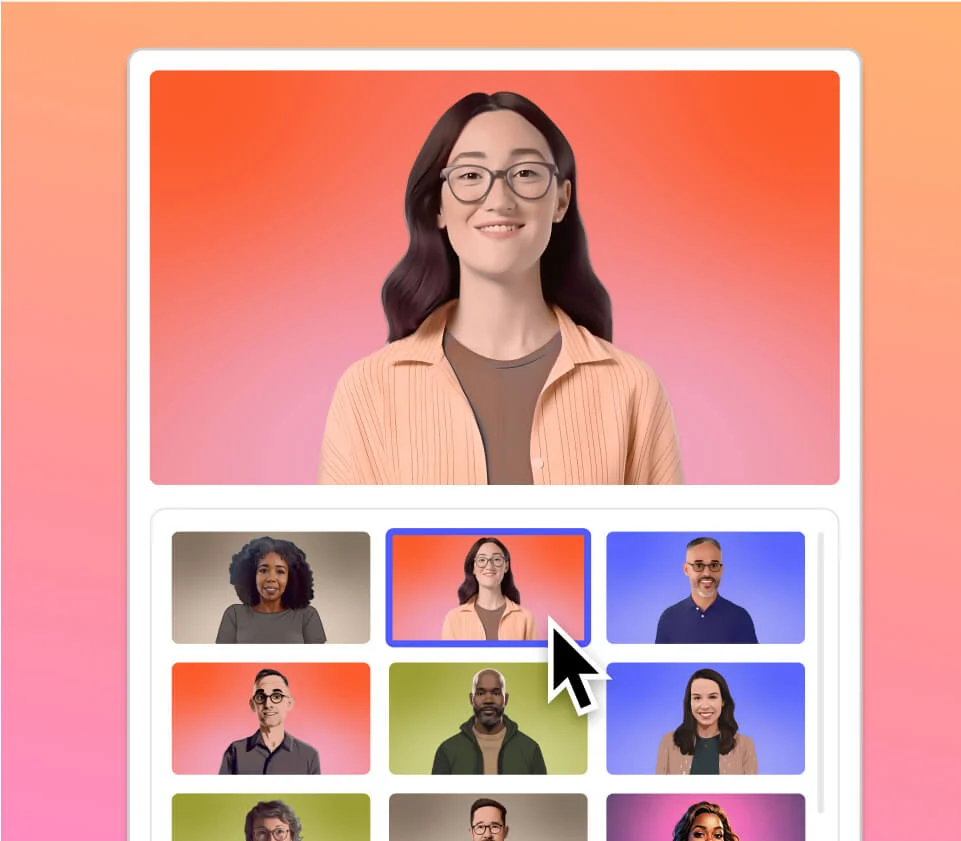 Avatar gallery showing a selection of avatars