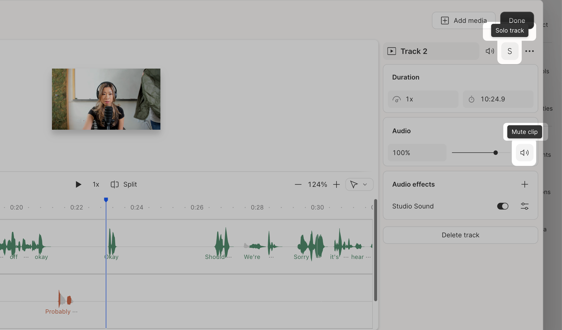 Solo and mute buttons in the Sequence Editor