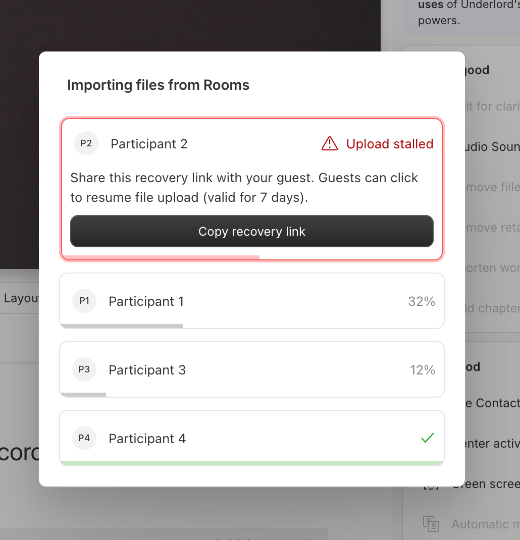 Partial recordings available in Descript Rooms
