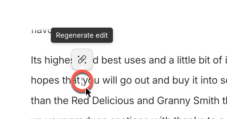 Regenerate option on edit point hover