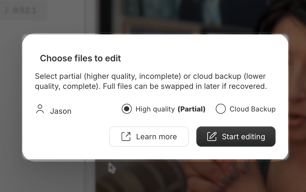 Choose files to edit modal