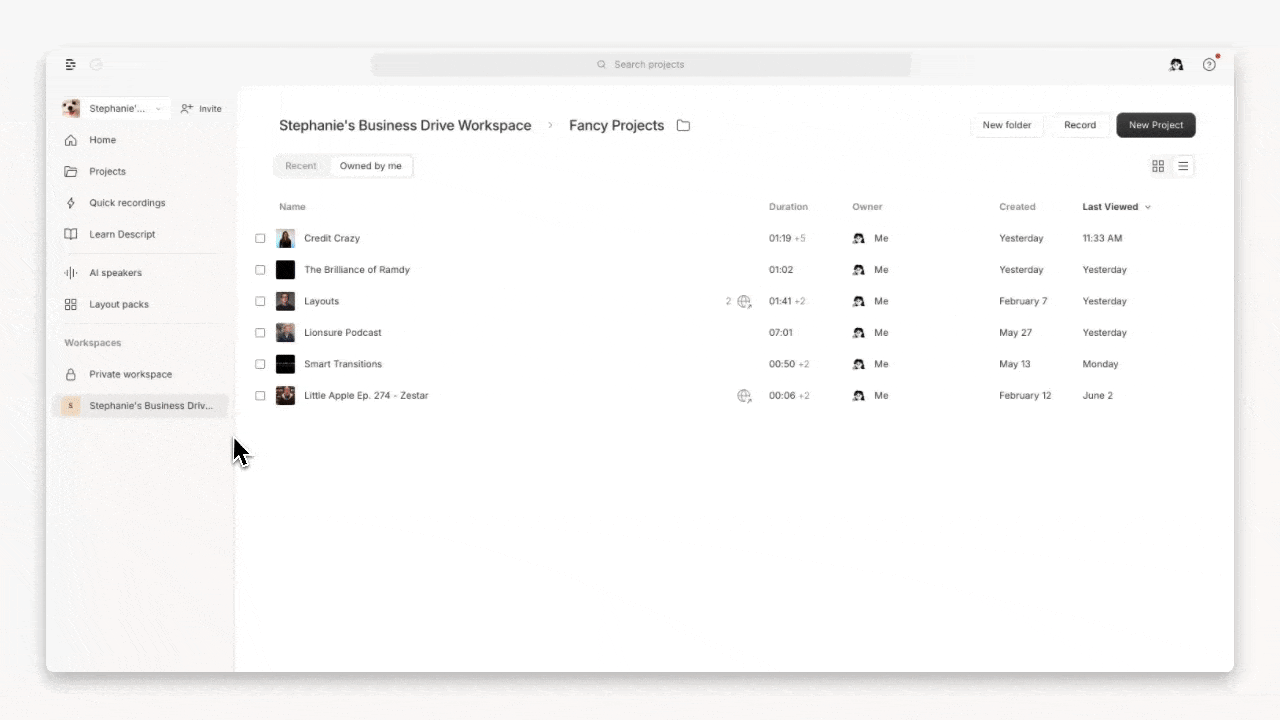 Selecting and moving multiple projects at once from the drive view