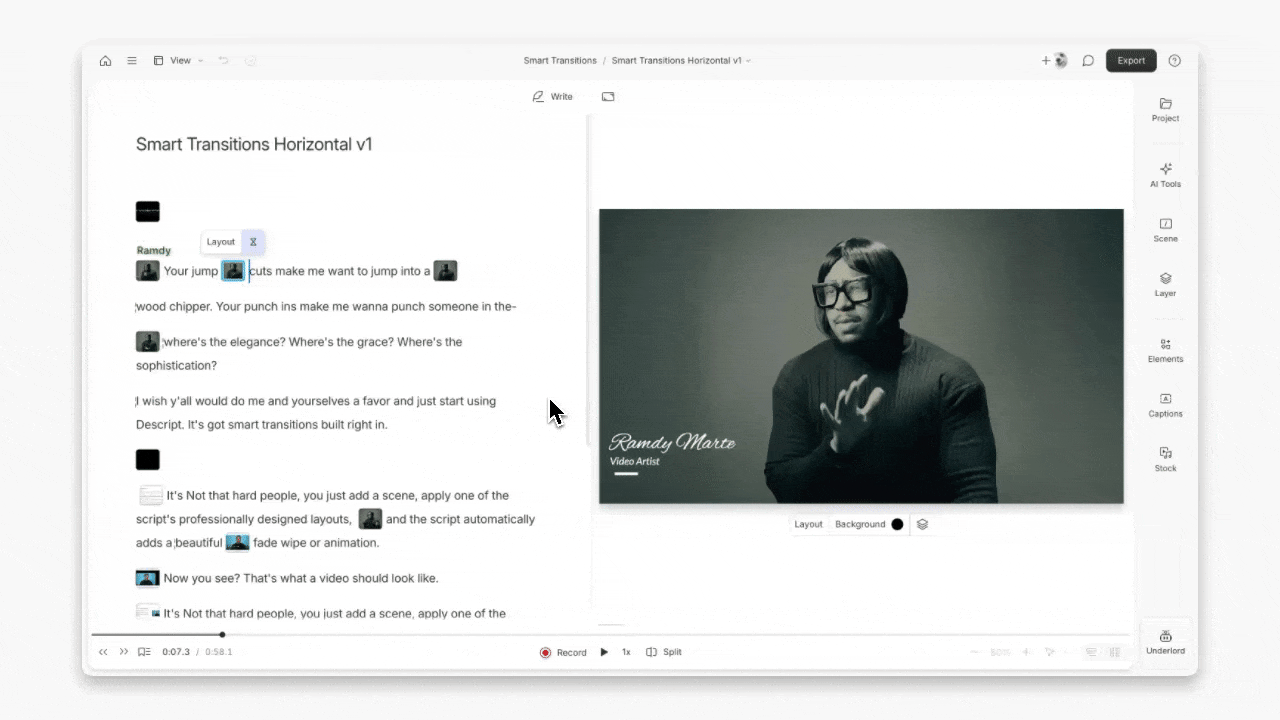 Publish tools in Descript