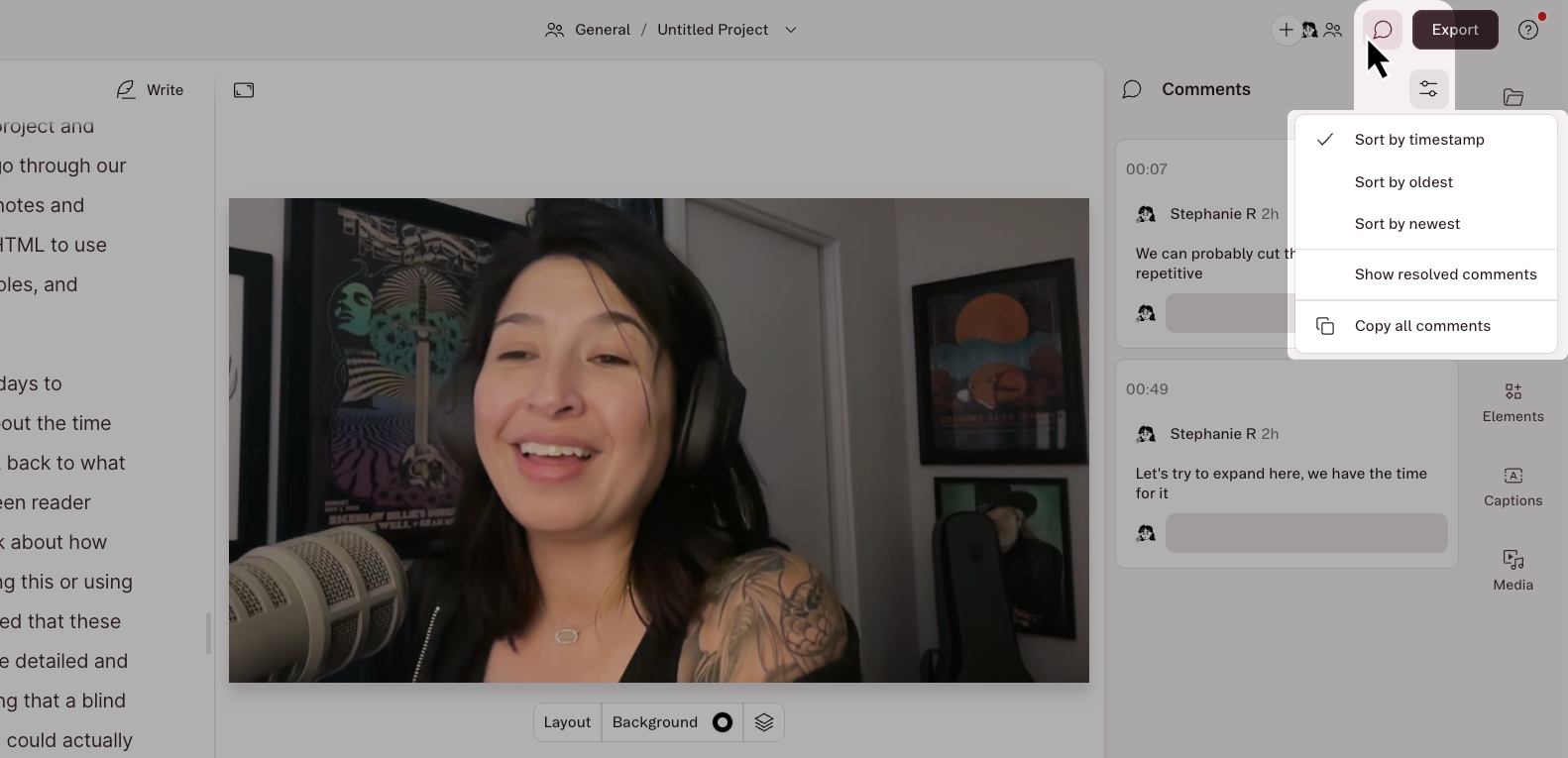 Comments Project View Sort