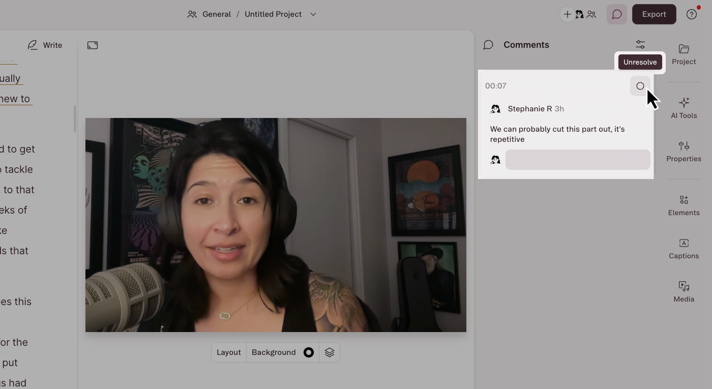 Comments Projects Unresolve