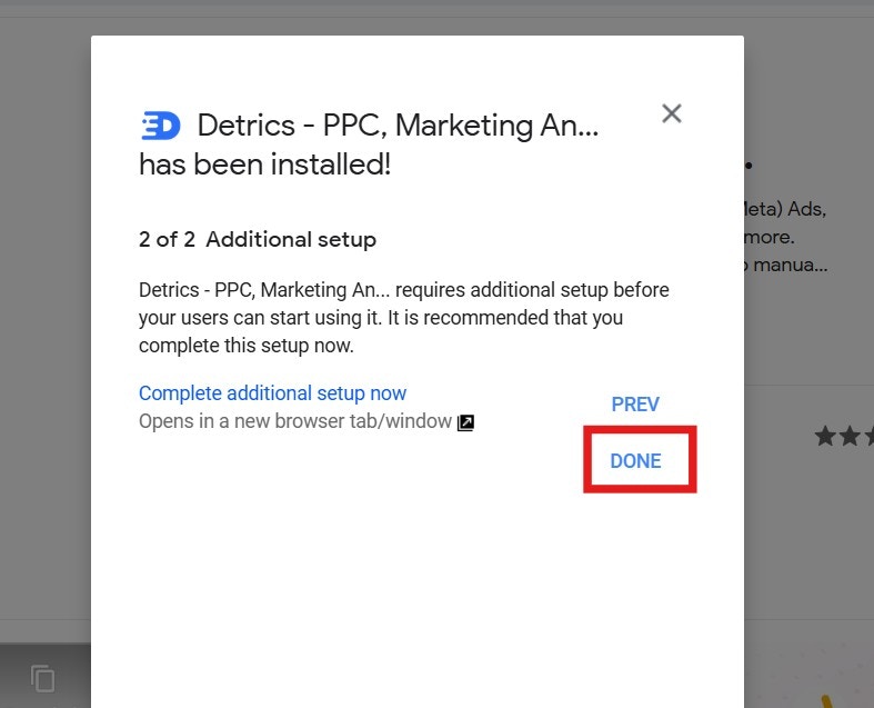 Installation success message
