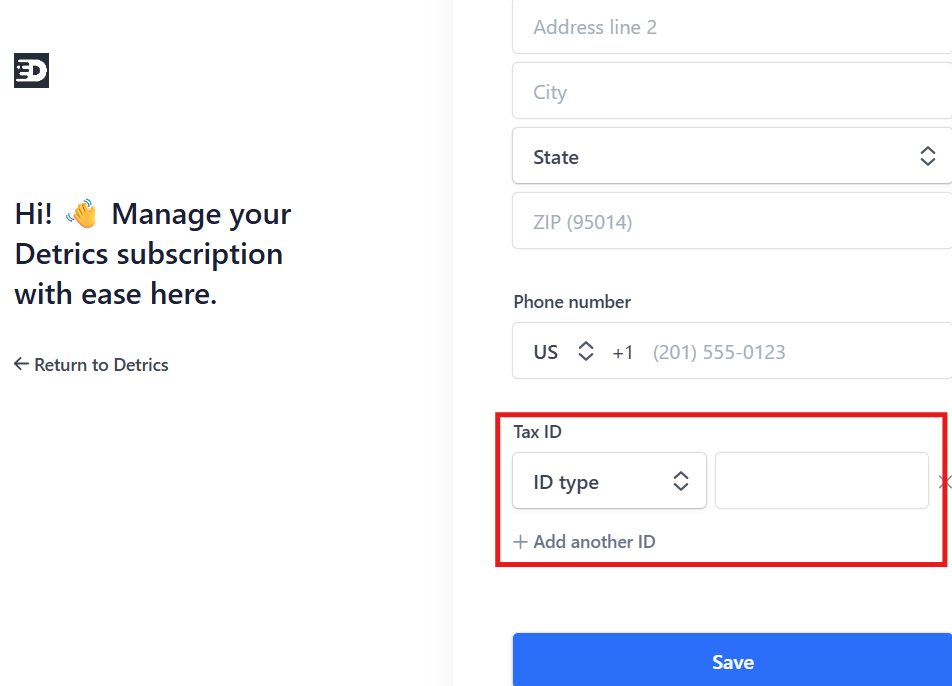 Add tax ID in Stripe billing portal