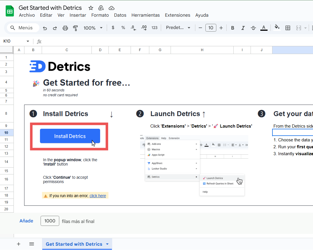Detrics Onboarding Sheet