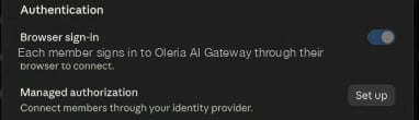 The Authentication section of the Connector details dialog with Browser sign-in turned on