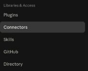 The Libraries & Access group in the Claude admin settings navigation, with Connectors selected