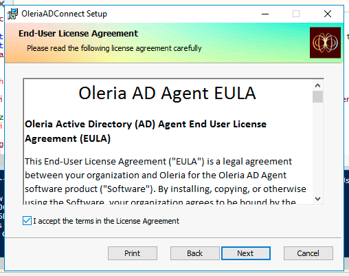 Accept the license terms and select Next