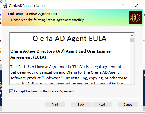 Accept the license terms and select Next