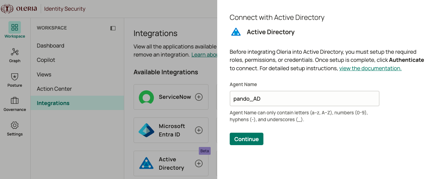 Provide a name for your agent and click continue.