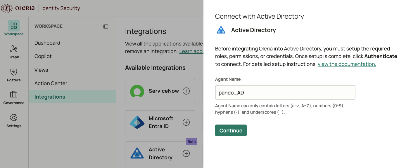 Provide a name for your agent and click continue.