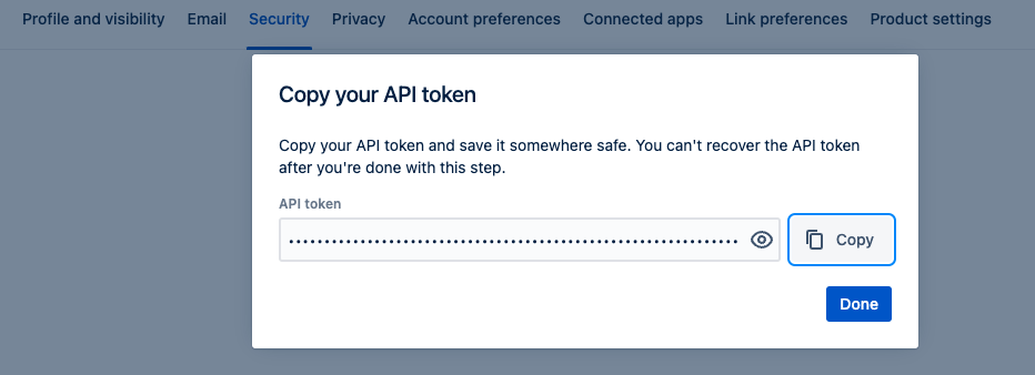 Copy the token generated.