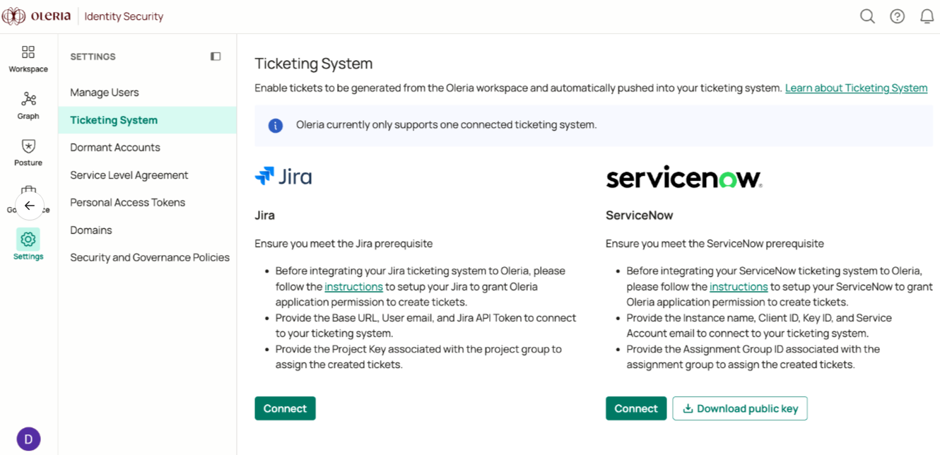 Jira integration shown in Oleria with a View Details button to check the integration status
