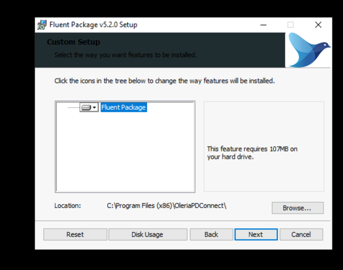 Accept the license terms and select Next
