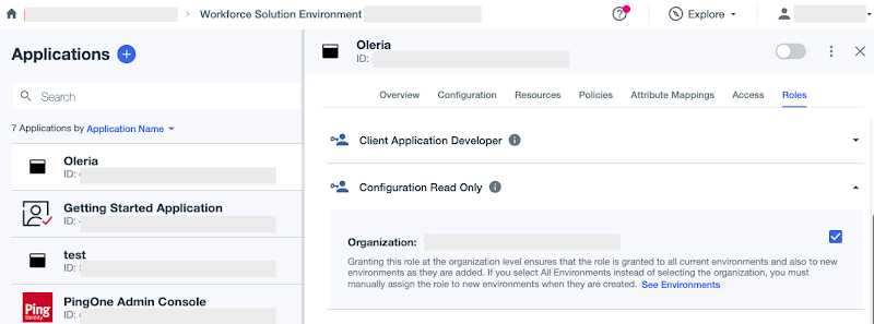 Identity Read Only (select all environments)