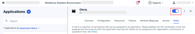 Enable the Oleria application.
