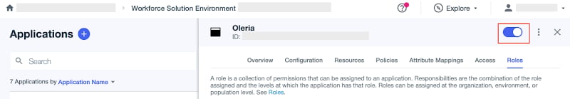 Enable the Oleria application.