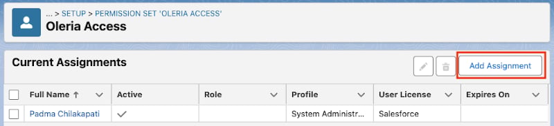 Select Add Assignment and assign a user