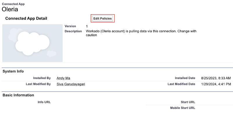 After completing  the Oleria app installation, select "Edit Policies"