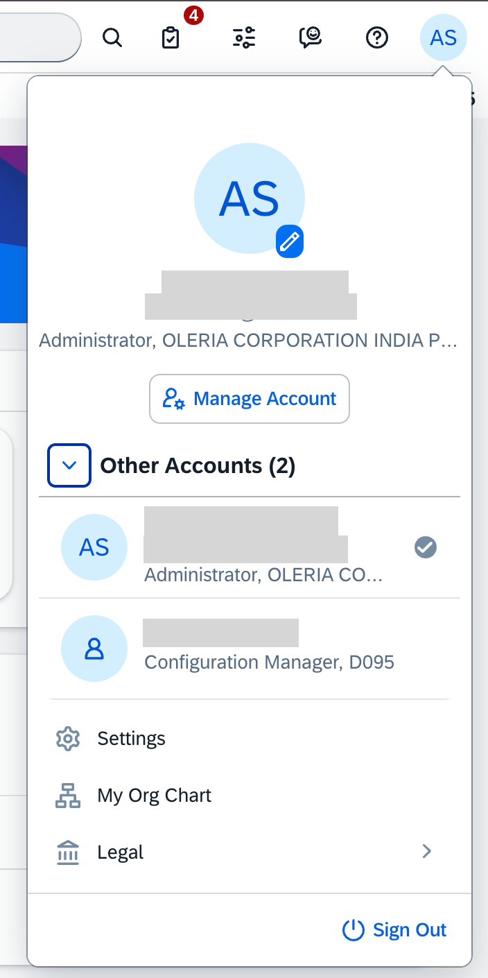 From the linked  accounts, select configuration manager