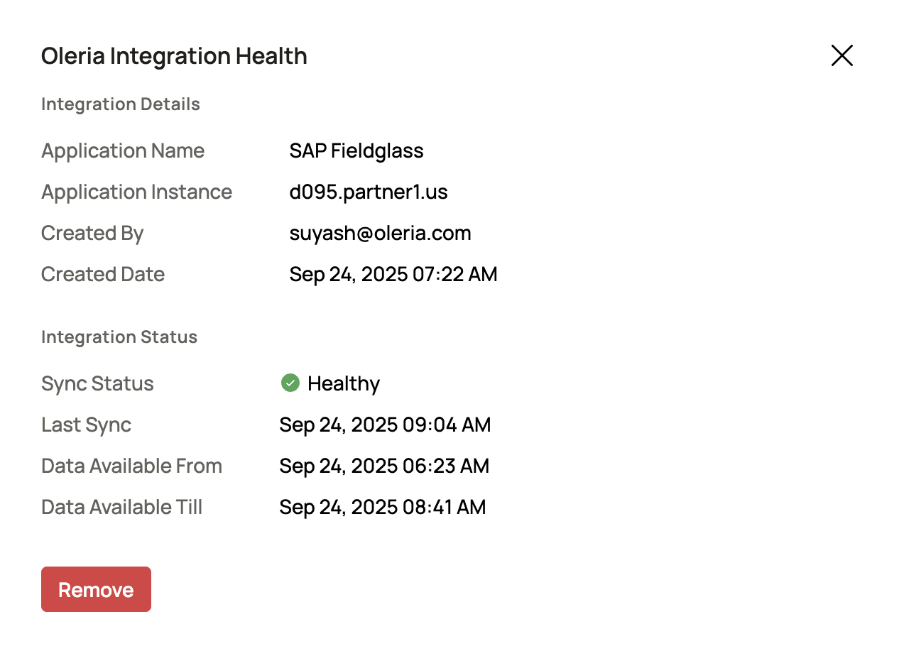 Verify the Fieldglass integration status from the connected applications