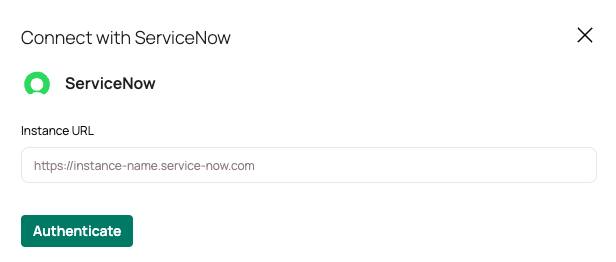 Provide your ServiceNow instance URL and click Authenticate.