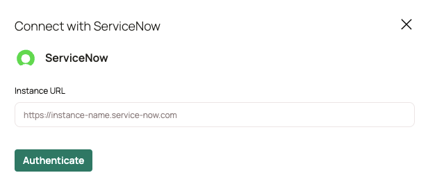 Provide your ServiceNow instance URL and click Authenticate.