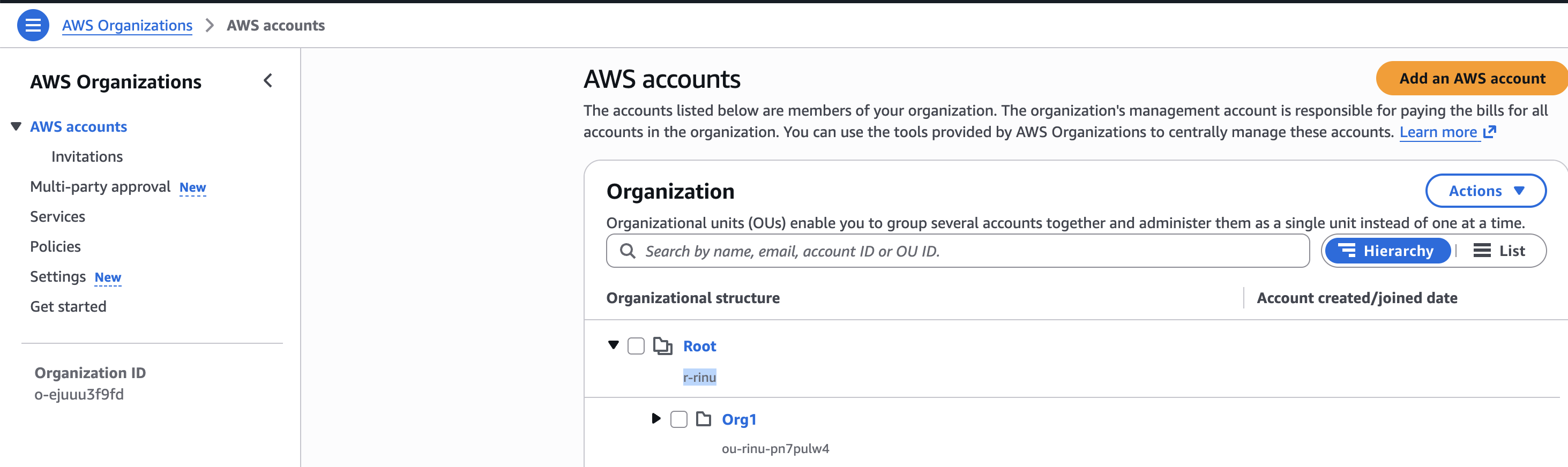 Step 2: Copy the Root ID for your organization (shown in the AWS Organizations console).