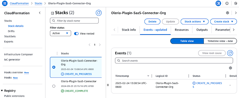 Step 5: You will see the Cloud Stack creation completed. It takes ~1min.