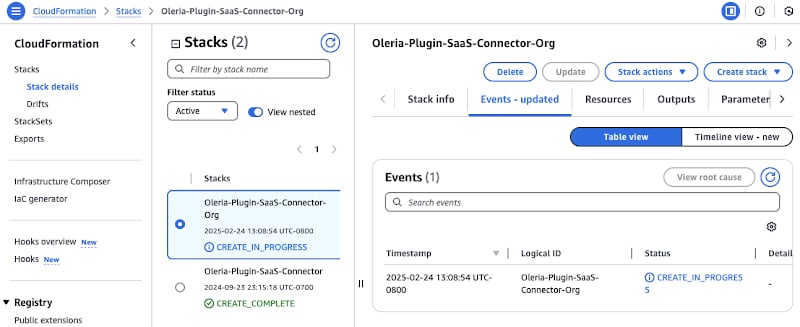 Step 5: You will see the Cloud Stack creation completed. It takes ~1min.