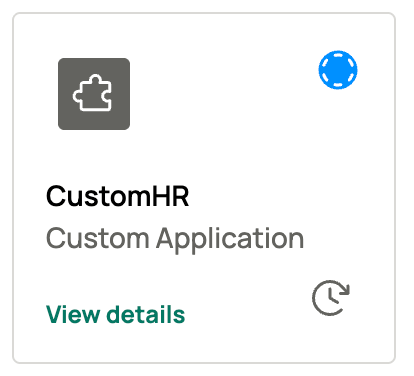 Connected Integrations section showing Custom Application as active