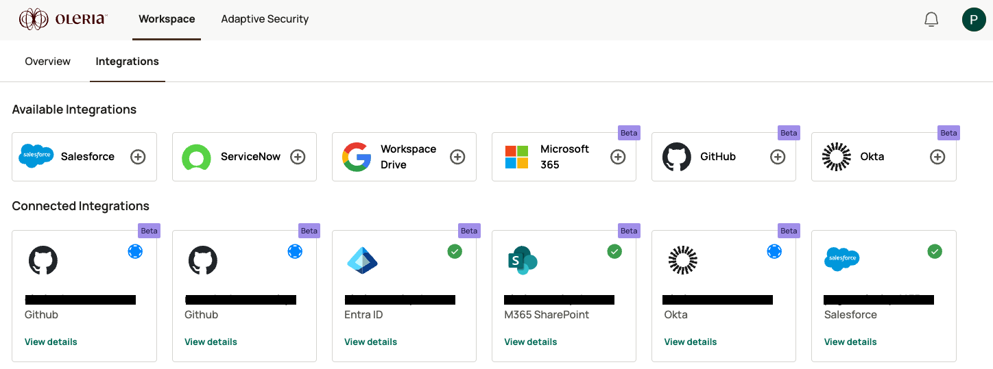 You can find a newly integrated GitHub instance in the connected integrations.