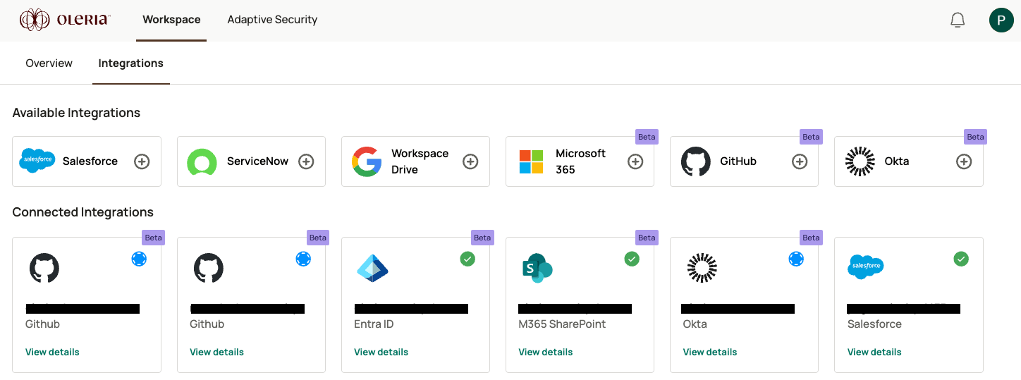 You can find a newly integrated GitHub instance in the connected integrations.