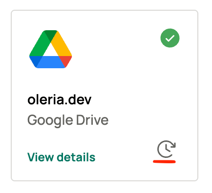 Oleria Connected Integrations page with re-integration button highlighted in red