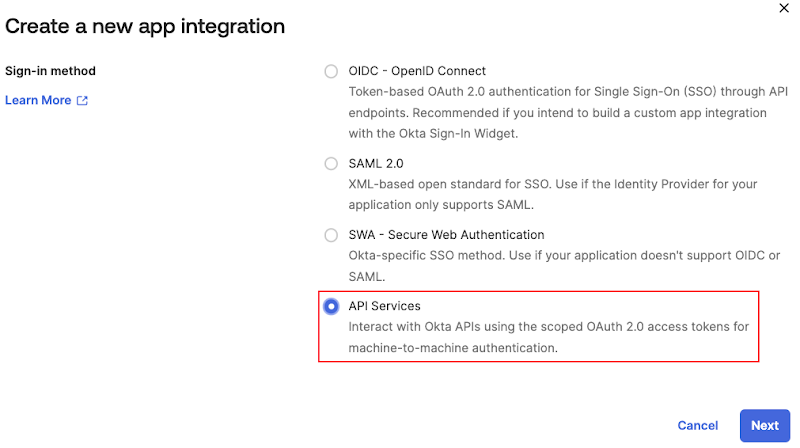 Select API Services and click next