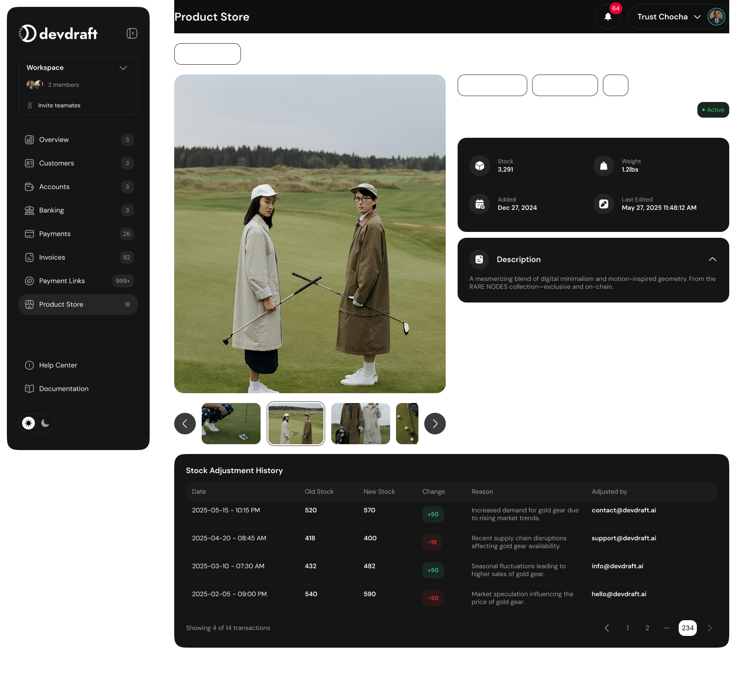 Product details configuration - dark mode