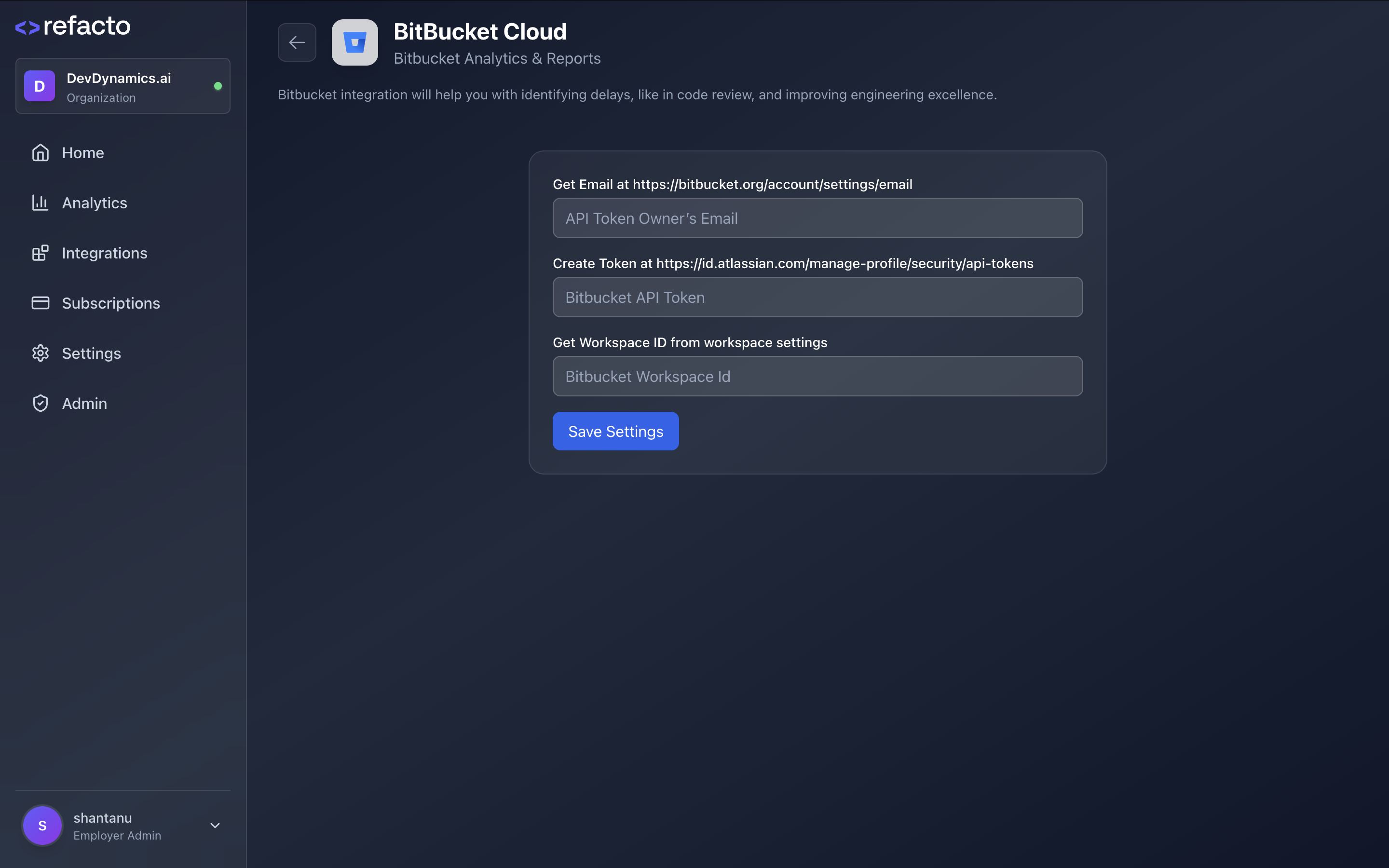 Bitbucket Setup Form