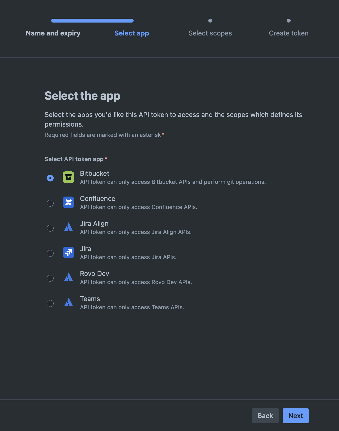 Bitbucket App Select
