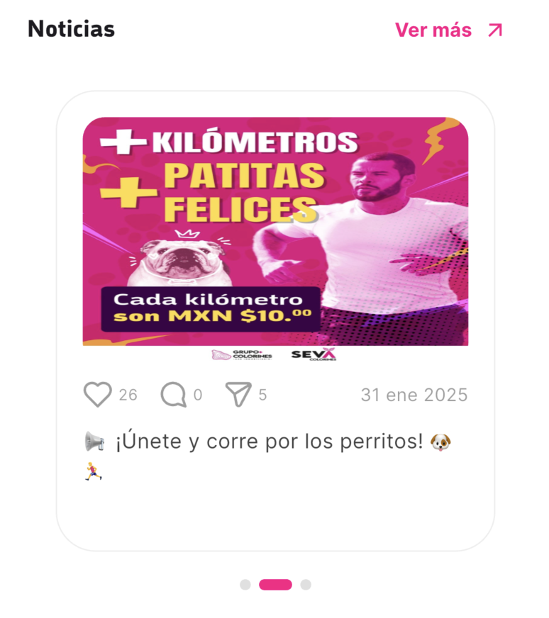 Sección de noticias en la pantalla principal