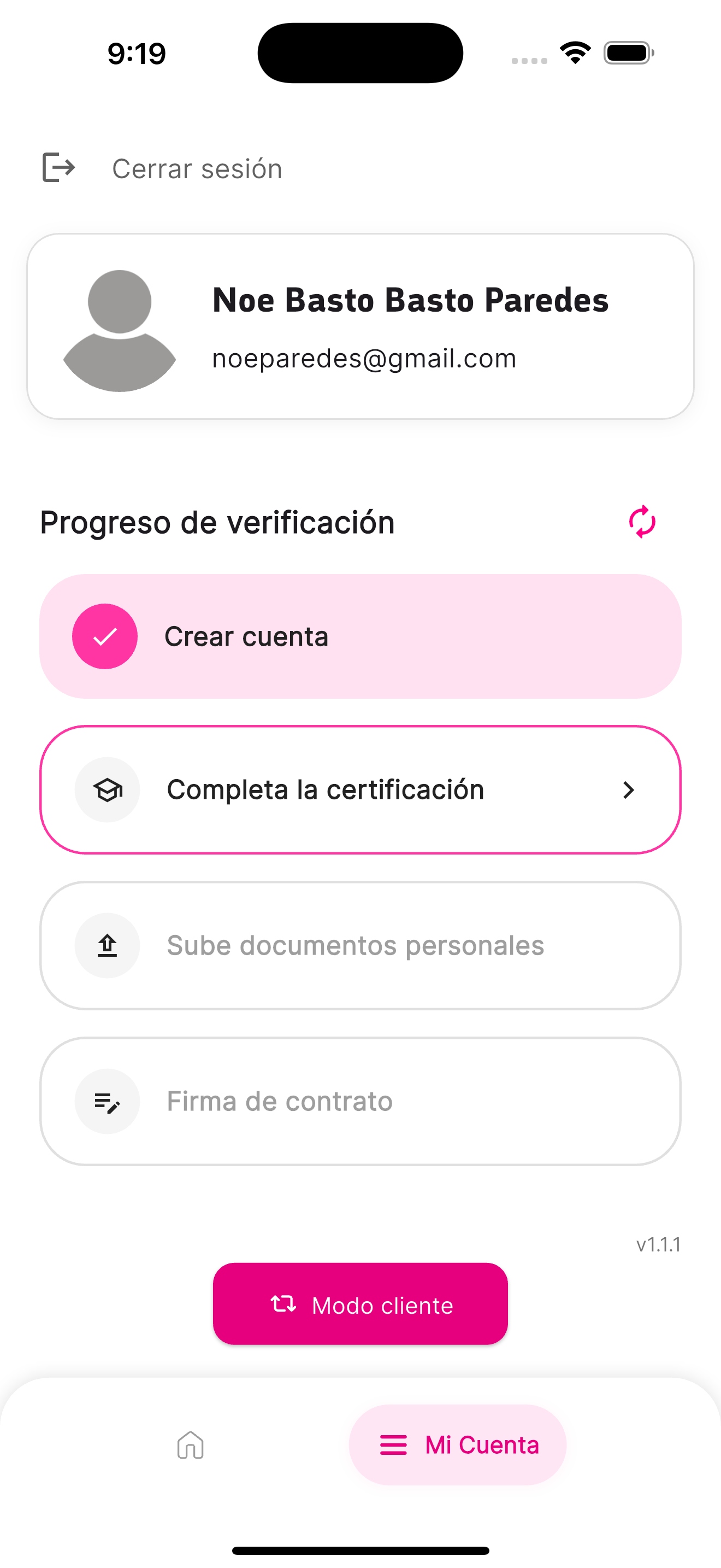 Pantalla de College mostrando curso de capacitación obligatoria