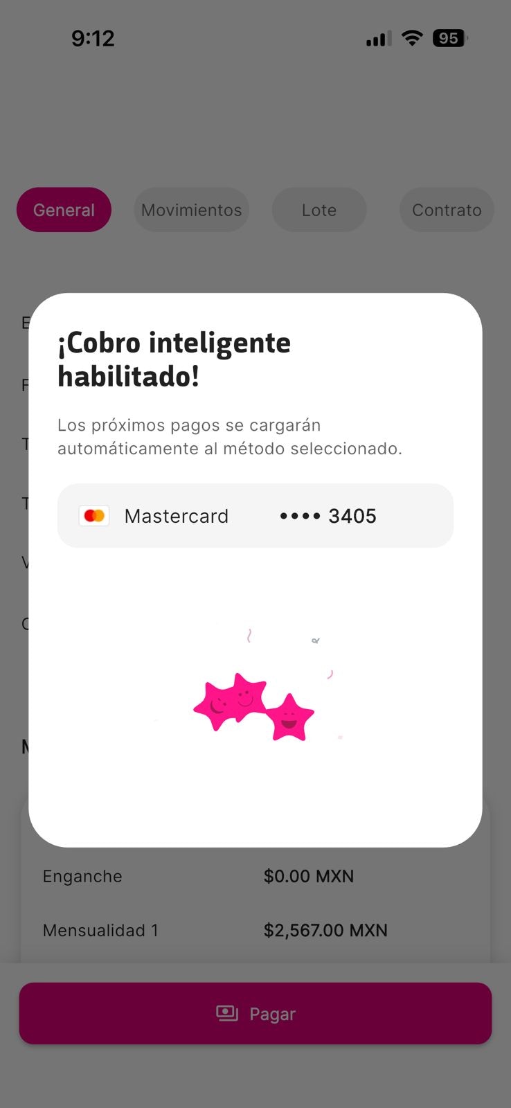 Información del contrato con detalles del propietario y estatus
