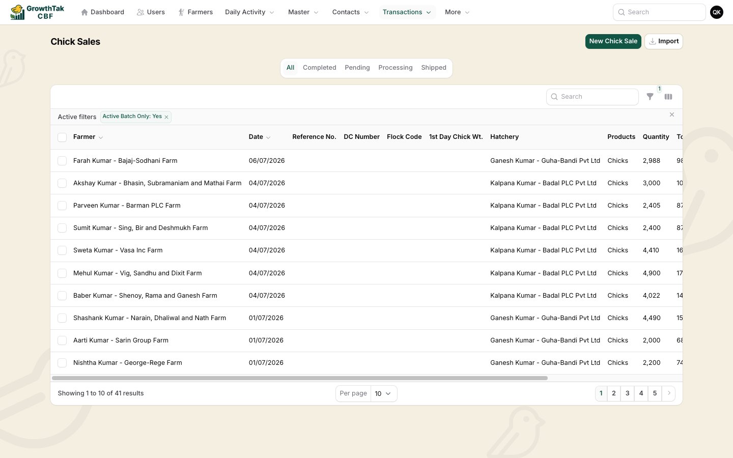 Bird purchase list